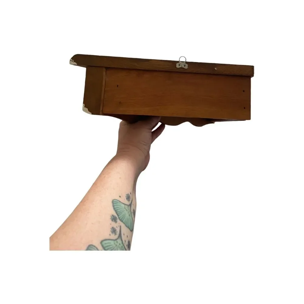 Vintage 90s Wooden Heart Cut Out Corner Wall Shelf Cottagecore Country Farmhouse